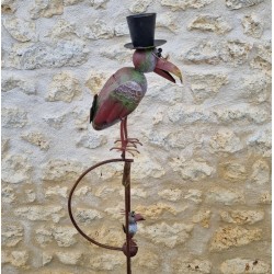 Mobile da giardino in ferro con motivo corvo colorato, completo di corbillat, picchetto e tutore bilanciato