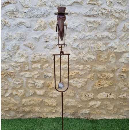 Mobile da giardino in ferro a bilanciere con motivo corvo, tutore a stelo da piantare bilanciato