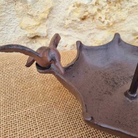 Bagno per uccelli, mangiatoia in ghisa da appoggio a forma di ombrello