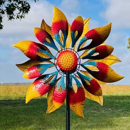 Grande mulino a vento decorativo da giardino in metallo altezza 210 cm modello Sintra