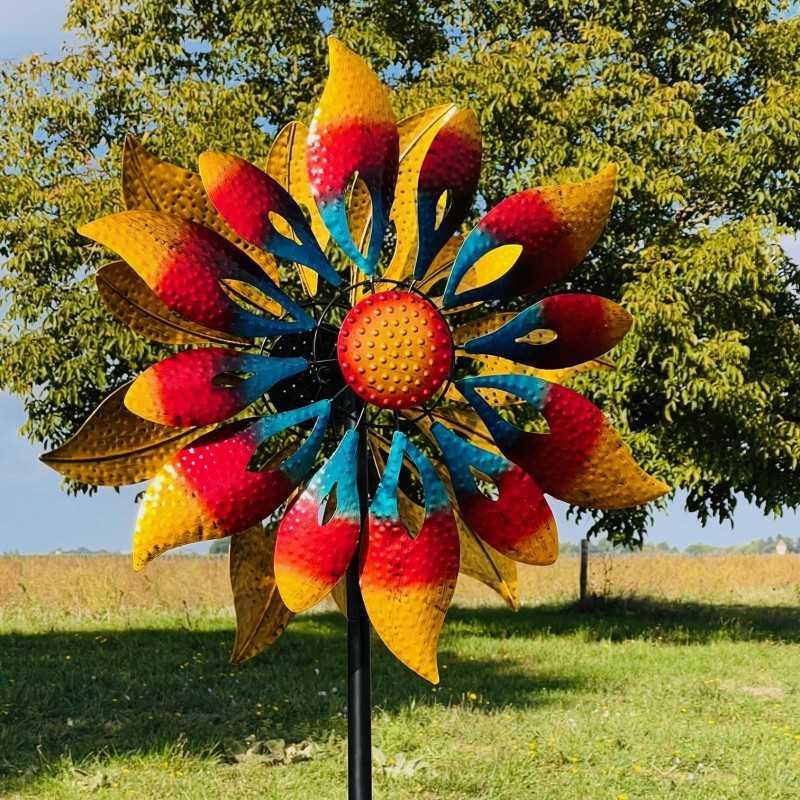 Grande mulino a vento decorativo da giardino in metallo altezza 210 cm modello Sintra