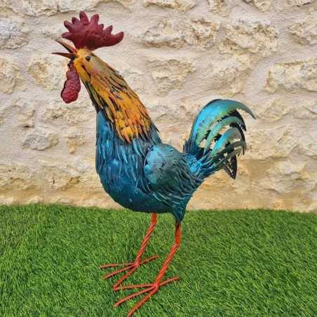 Gallo molto colorato in ferro H57cm