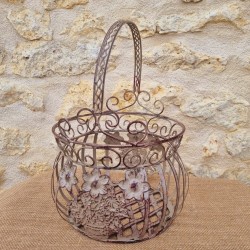 Cesto in ferro bordeaux beige
