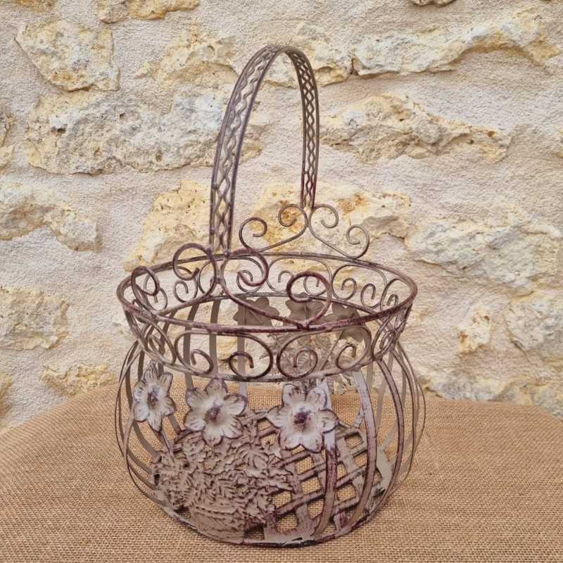 Cesto in ferro bordeaux beige