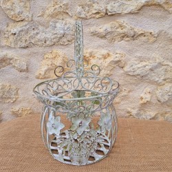 Cesto in ferro verde beige marrone