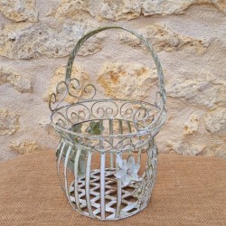 Cesto in ferro verde beige marrone