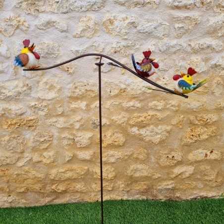 Pic Tuteur Mobile da Giardino con Motivo Galline Altezza 130 cm