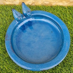 Bagno per uccelli, mangiatoia in terracotta da appoggio colore blu petrolio