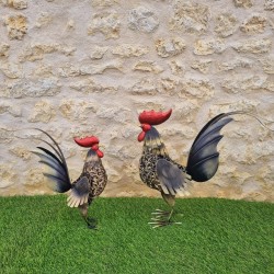 Gallo in ferro disponibile in due misure, colori oro, nero e rosso