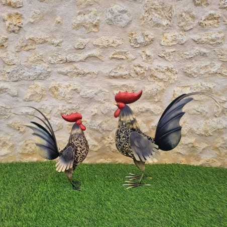 Gallo in ferro disponibile in due misure, colori oro, nero e rosso