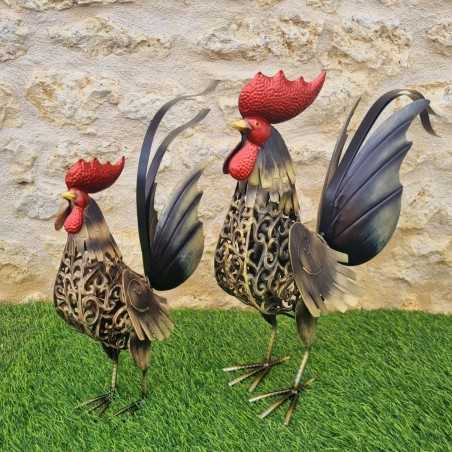 Gallo in ferro disponibile in due misure, colori oro, nero e rosso