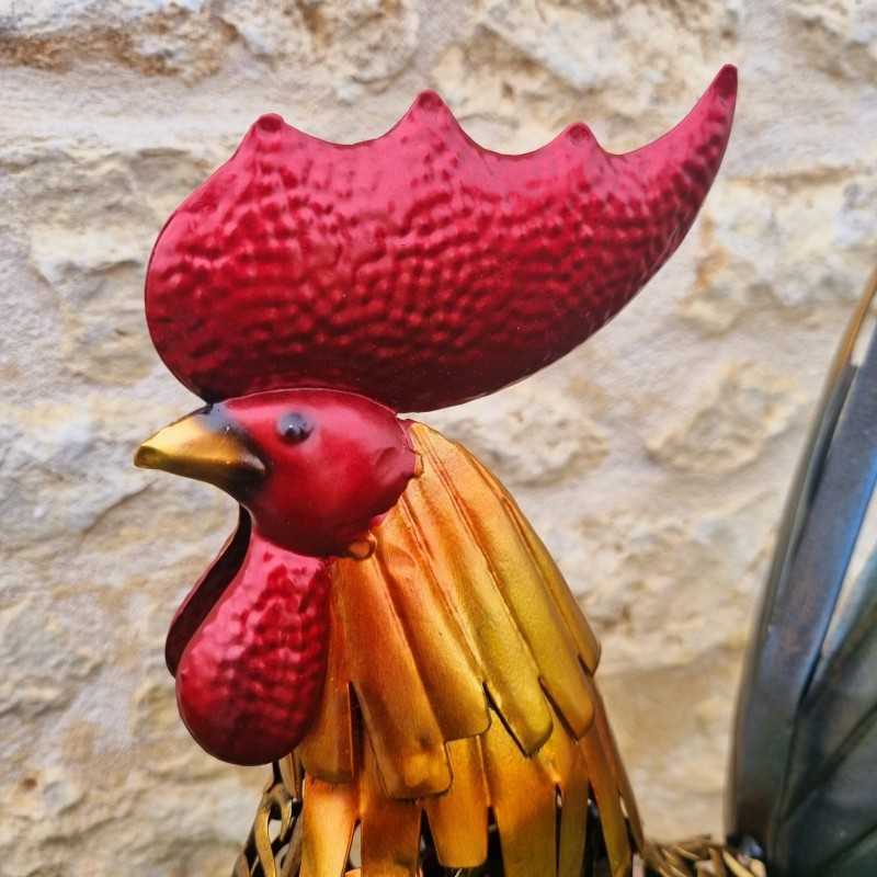 Gallo in ferro disponibile in due misure, nei colori oro, grigio, arancione e rosso
