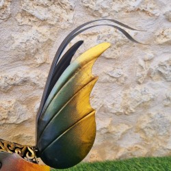 Gallo in ferro disponibile in due misure, nei colori oro, grigio, arancione e rosso