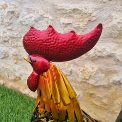 Gallo in ferro disponibile in due misure, nei colori oro, grigio, arancione e rosso