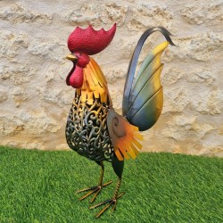 Gallo in ferro disponibile in due misure, nei colori oro, grigio, arancione e rosso