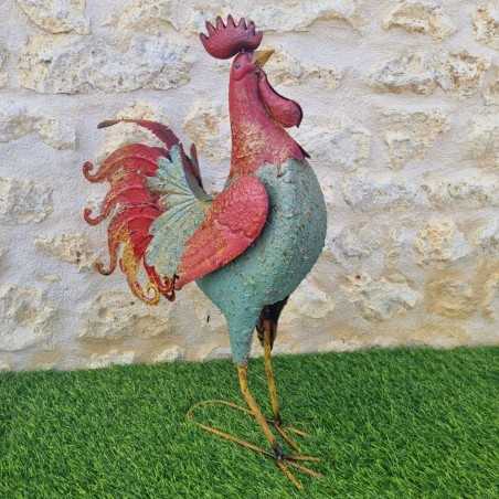 Gallo in ferro rosso e blu