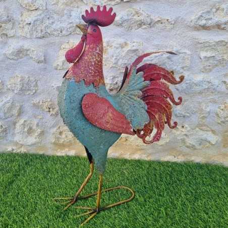 Gallo in ferro rosso e blu