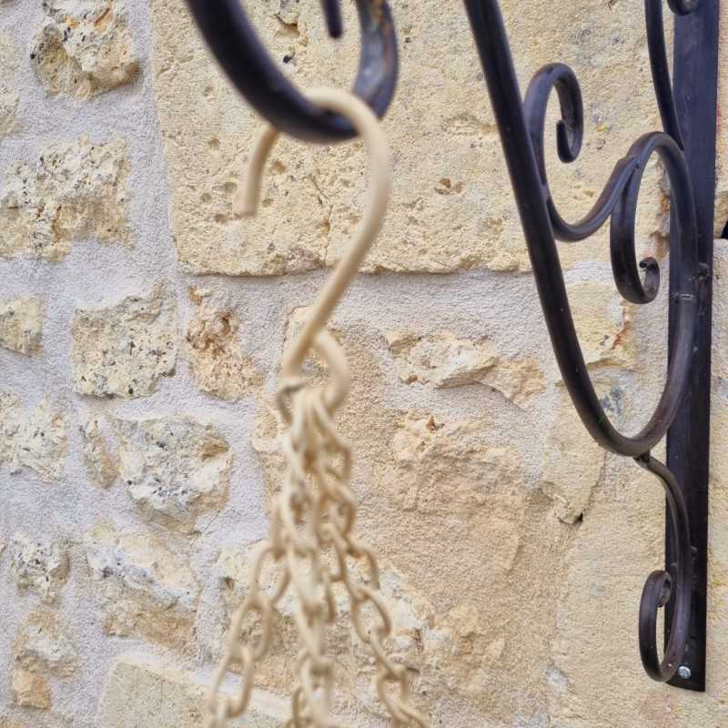 Cesto Porta Piante Sospeso in ferro beige patinato marrone