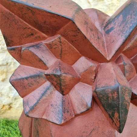 Gufo in resina geometrica marrone con finitura nera antichizzata
