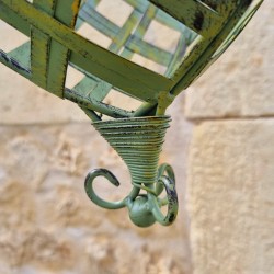 Cesto Porta Piante Sospeso in ferro verde patinato giallo e marrone