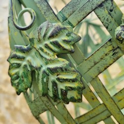 Cesto Porta Piante Sospeso in ferro verde patinato giallo e marrone