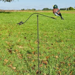 Mobile da giardino con uccello colorato in metallo H133 in ambientazione