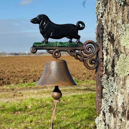 Cloche de porte murale en fonte avec chien - Élégance et robustesse