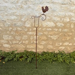 Pluviometro decorativo a forma di gallo in metallo patinato – 132 cm – Vetro graduato 35 mm – Lézard du Jardin