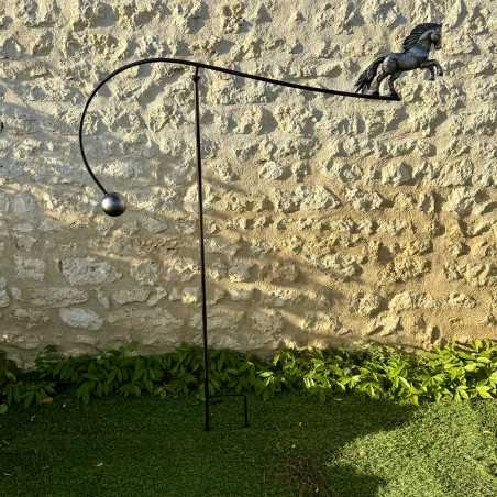 Mobile da giardino in acciaio inox cavallo rampante – 160 cm – Scultura equestre di design – Lézard du Jardin