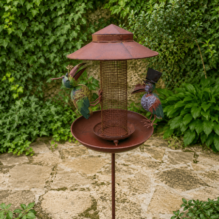 Mangeoire à Oiseaux sur Pic Mobile Corbeaux en Métal 23x30x132cm 49,90 € LEZARD DU JARDIN