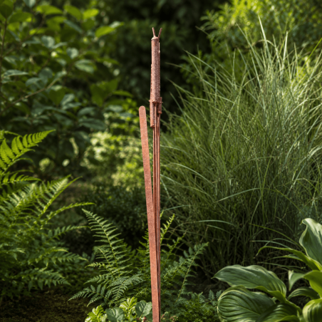 Roseaux décoratifs en métal à planter – Massettes finition rouille H145 cm