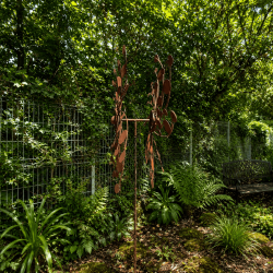 Éolienne de jardin à disques couleur rouille – Hauteur 212 cm