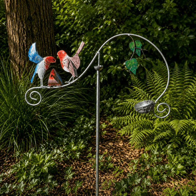 Mobile balancier trois oiseaux colorés en métal – Hauteur 140 cm