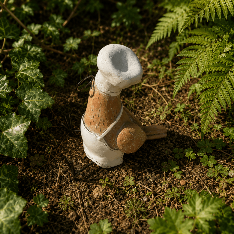 Oiseau chef cuisinier à lunettes en résine – Figurine 12 cm