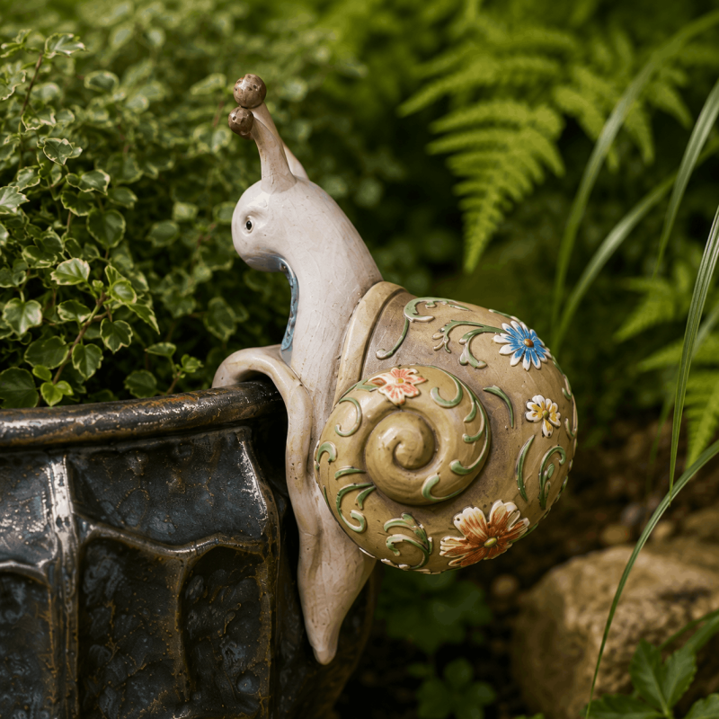 Lot de 2 accroche-pots en résine tortue et escargot