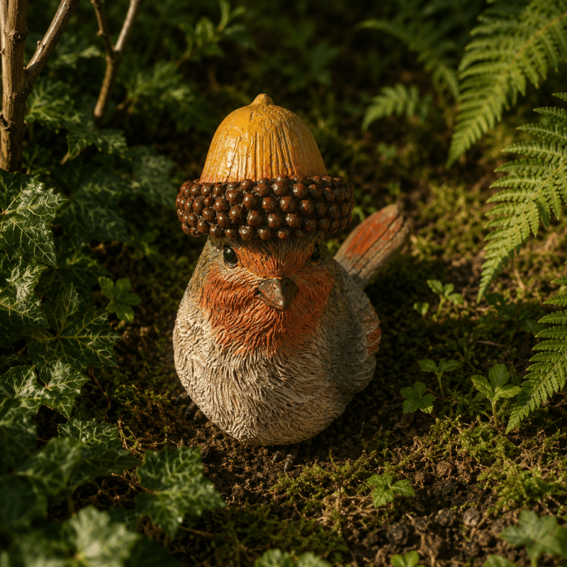 Rouge-gorge décoratif avec bonnet gland