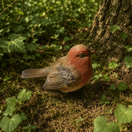 Rouge-gorge décoratif en résine à poser