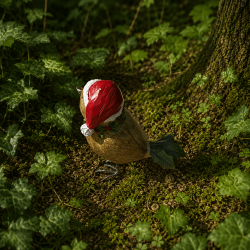 Oiseau de Noël décoratif en résine avec bonnet et écharpe