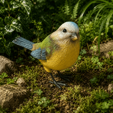 Mésange bleue décorative en résine à poser